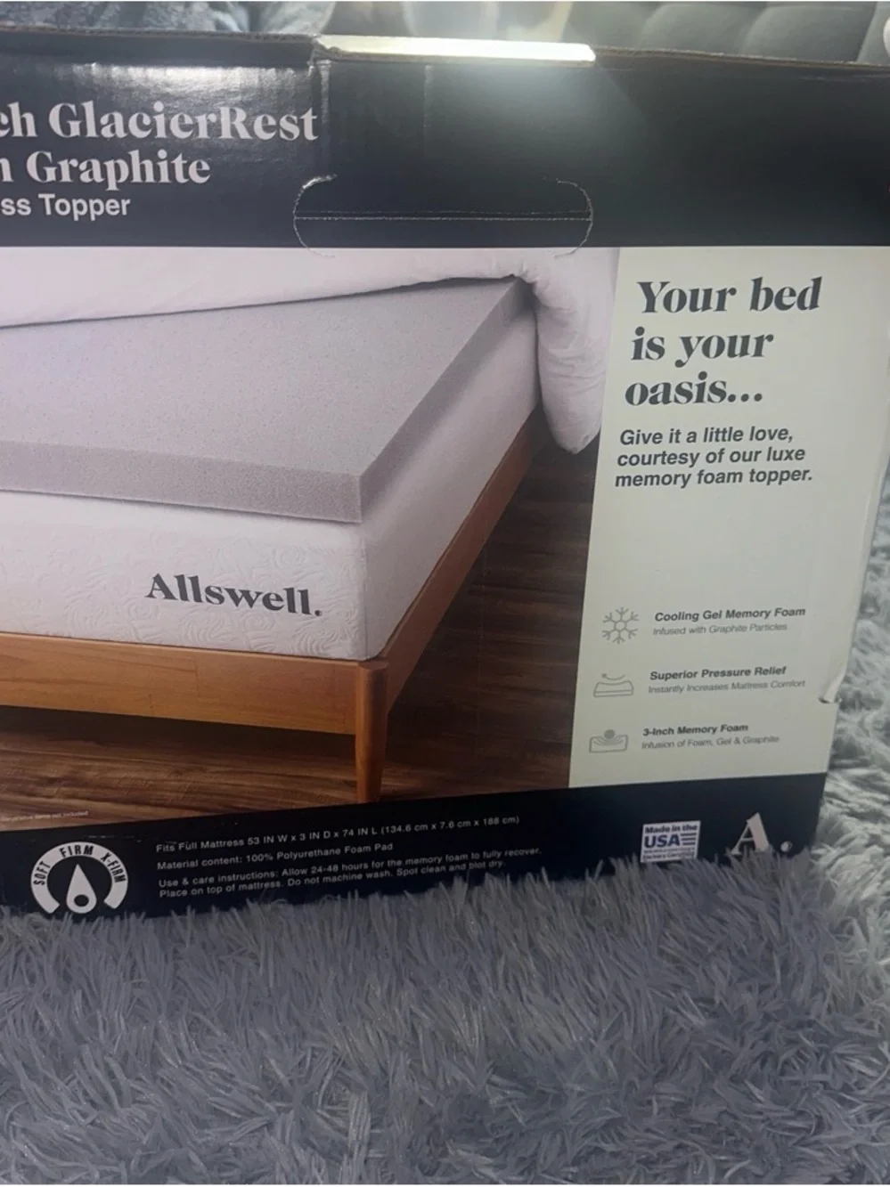 Swell White Memory Foam Mattress Topper - Cooling Gel Comfort